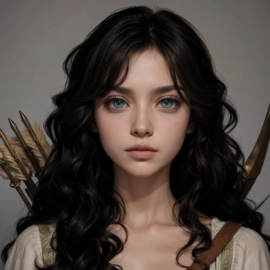 Lighter green eyes, a sword in the back 
