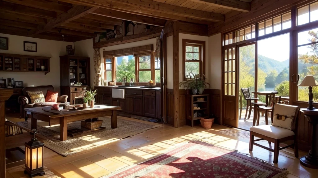 no humans,scenery,western style,living room,high ceilings,a sense of liberation,indoors,pillow,fireplace,window,tree,fire,table,plant,bed,wooden floor,couch,day,food,potted plant,book,cup,cherry blossoms,cushion,rug,artist name,chair,blanket,sunlight,leaf,bedroom,nature,book stack,chopsticks,carpet,plate,tatami,campfire,bottle,recording,bag,lamp,bowl,candle,box,curtains,living room,health bar,user interface,forest,autumn leaves,newspaper,futon,on floor,brick wall,flame,viewfinder,sliding doors,light rays,pot,lying,glass,long hair,stove,tissue box,railing,mug,cabinet,tray,picture frame,painting (object),room,phone,clock,drinking glass,vase,picture (object),interior,wood,kitchen,basket,floor,on bed,steam,autumn,shadow,turtle,zabuton,fruit,wall,flower,teapot,burning,yunomi,television,sunbeam,bonsai,smoke,fish,web address,coffee table,architecture,running bond,