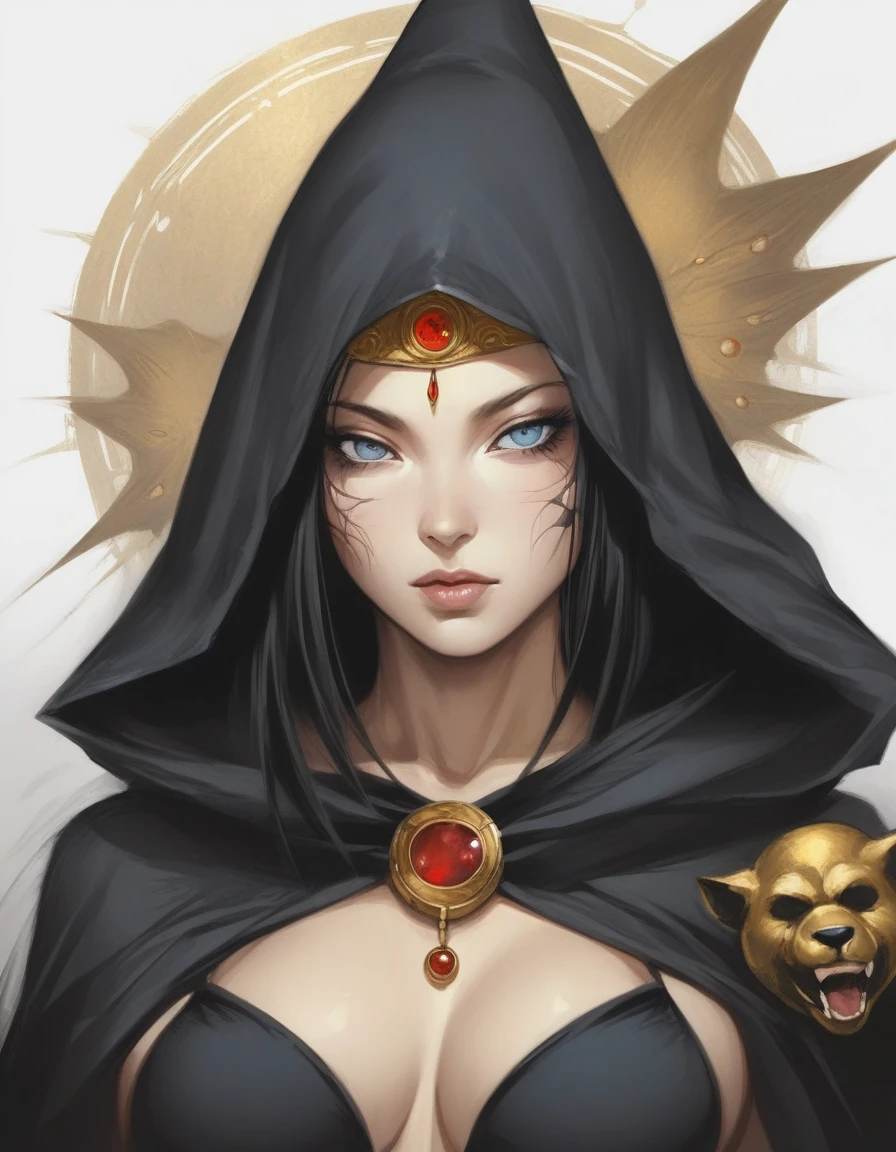 Photorealistic 4D full hj anime digital painting, modern girl Pain Naruto big eye mel brilhantes + alucard Devil fênix negra with the image of a gold urso in a pleasing mix, taking inspiration from detailed forms of, dressed in an illustrious black dark jaketa Hood Black  enhanced by the artistic styling of artists like Jose Royo, Boris Vallejo, Julie Bell, Carne Griffiths, Benedick Bana, Brian Froud, Eric Wallis, combines the mystique of fantasy