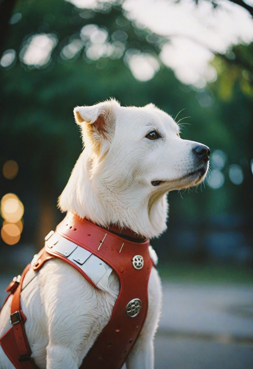 Cinematic photography,(Shine剣を持っている:1.85),White Dog,Red-themed Japanese-style armor,mist,Shine,Twilight Rays,Cinematic,Rim Light,Spotlight,Very detailed背景,Bokeh,Hasselblad,70mm,debt/2,35mm,born photo,,Cinematic Realism,8K natural light,born,rich,Complex,Key Visual,Atmospheric lighting,35mm Photography,Bokeh,pro,4K,Very detailed. 35mm Photography,Bokeh