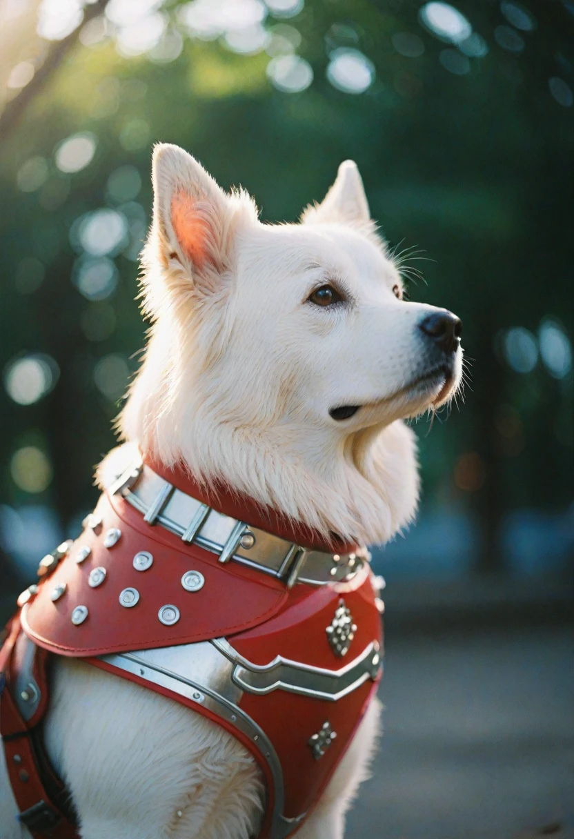 Cinematic photography,(Shine剣を持っている:1.85),White Dog,Red-themed Japanese-style armor,mist,Shine,Twilight Rays,Cinematic,Rim Light,Spotlight,Very detailed背景,Bokeh,Hasselblad,70mm,debt/2,35mm,born photo,,Cinematic Realism,8K natural light,born,rich,Complex,Key Visual,Atmospheric lighting,35mm Photography,Bokeh,pro,4K,Very detailed. 35mm Photography,Bokeh