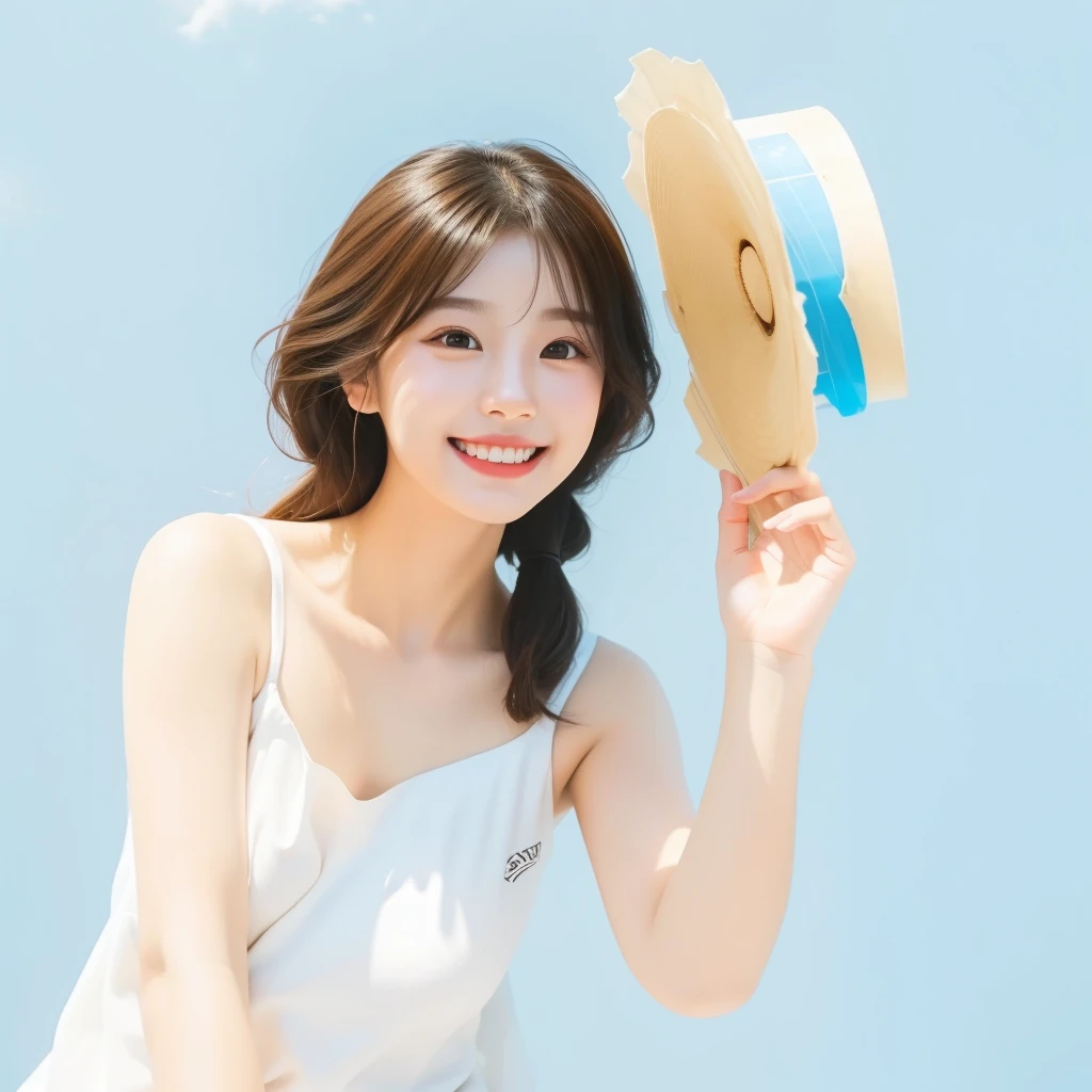 masterpiece, best quality, (Extremely detailed CG unity 8k wallpaper), (best quality), (Best Illustration Award), (The best shadow), Smile,happy,Smile,absurd, Realistic lighting, (abyss), Beautiful and delicate light, Leng Jun,teenager,Light and shadow texture,astigmatism,Background with light clouds