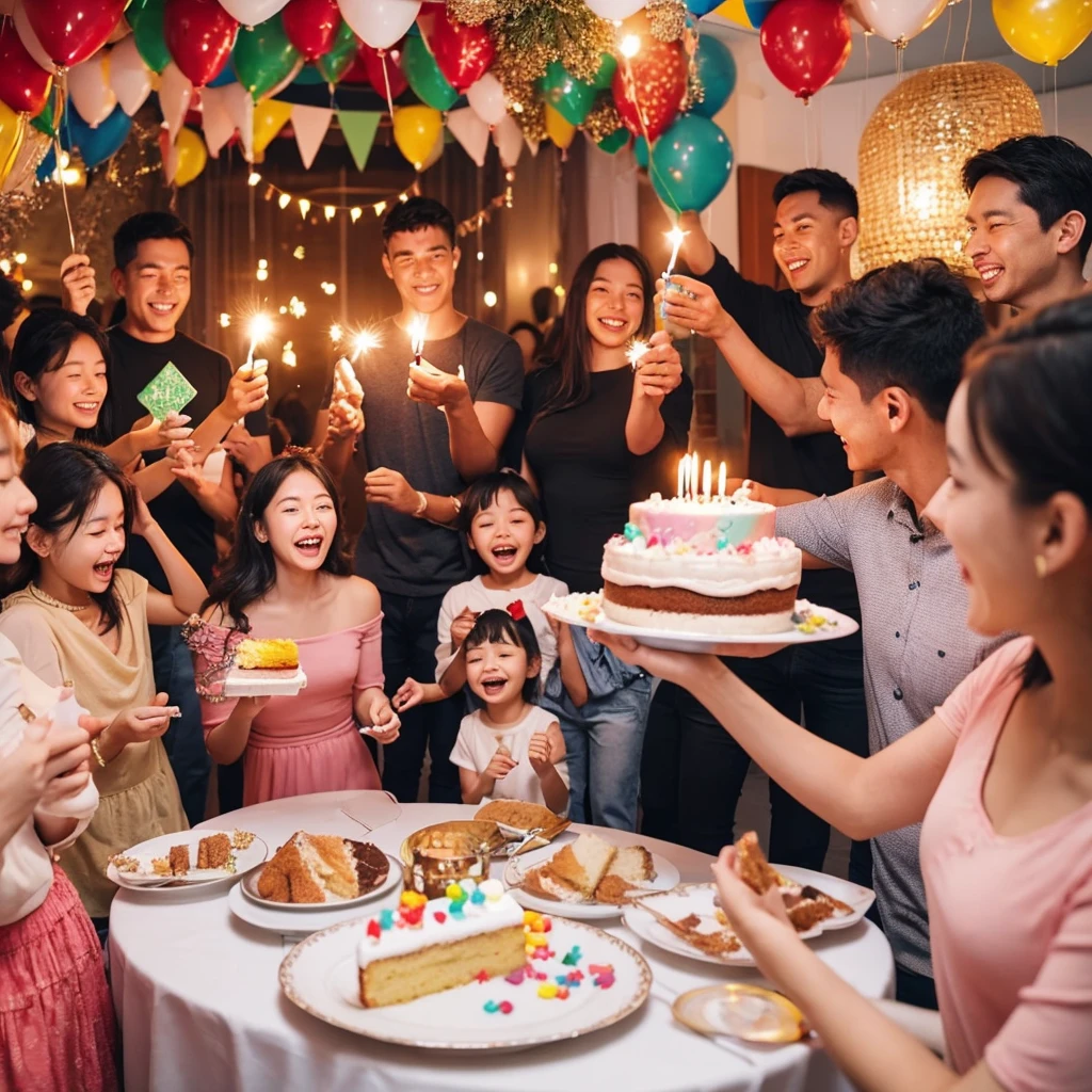 Many adults and many children celebrate birthdays birthday  cake