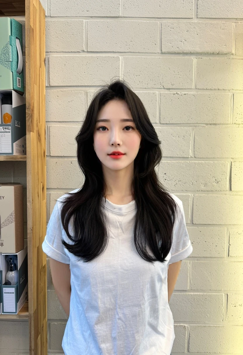 Best Quality, 8k, Masterpiece, (Portrait: 1.3), (photo realistic:1.4), (hyper realistic:1.4), Sharp Focus, looking at viewer, (smoother lighting:1.1), (increase cinematic lighting quality:0.9), realistic lighting, backlighting, light on face, ray trace, (brightening light:1.2), (Increase quality:1.4), sharp detail, (best quality real texture skin:1.4), finely detailed eyes, black_eyes, finely detailed face, 22 year old Korean woman
