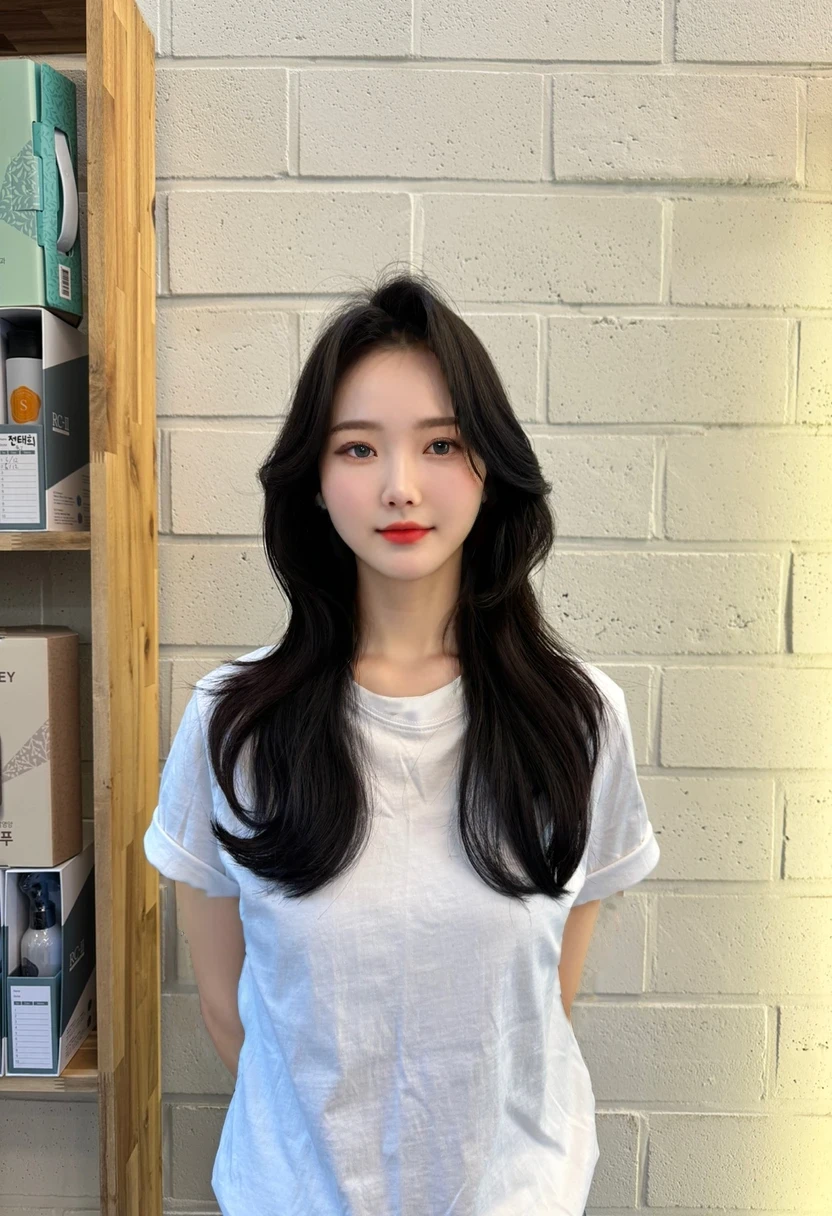 Best Quality, 8k, Masterpiece, (Portrait: 1.3), (photo realistic:1.4), (hyper realistic:1.4), Sharp Focus, looking at viewer, (smoother lighting:1.1), (increase cinematic lighting quality:0.9), realistic lighting, backlighting, light on face, ray trace, (brightening light:1.2), (Increase quality:1.4), sharp detail, (best quality real texture skin:1.4), finely detailed eyes, black_eyes, finely detailed face, 22 year old Korean woman