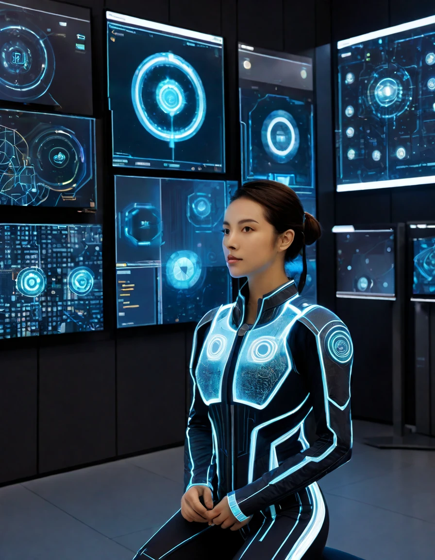 Generate a hyperrealistic and detailed 8K scene of a futuristic AI command center. The central hub should feature a sophisticated interface akin to the Leonardo.AI platform, with elements such as:
Main Interface Wall:
A large display wall resembling the Leonardo.AI homepage, showcasing intricate details of various AI tools and models.
Icons representing AI Canvas, LiveCanvas, Texture Generation, and API Access should be visually striking and integrated seamlessly.
User Workstations:
Diverse workstations with individuals engaged in AI-related tasks, such as image generation and model fine-tuning.
Screens at each workstation should display vivid images and graphics, demonstrating the versatility of the Stable Diffusion model.
Finetuned Models Showcase:
A dedicated area showcasing images generated by finetuned models, emphasizing the diversity and quality of outputs.
Include glimpses of images created with models like Alchemy V2, Leonardo Vision XL, and AlbedoBase XL.
AI Innovation Wall:
A dynamic wall displaying trending, new, and top AI-generated images, with attention to detail in rendering photorealistic and hyperrealistic elements.
Interactive Tools:
Incorporate interactive tools similar to those on the Leonardo.AI platform, such as AI Canvas and LiveCanvas, with users actively manipulating and creating images.
Training & Datasets Area:
A section highlighting the importance of training and datasets, with images of datasets and visual representations of the training process.
Community Feed:
An engaging representation of the community feed, showcasing user interactions, trending prompts, and featured creations.
Technological Elements:
Integrate futuristic and technological elements, such as holographic displays, augmented reality interfaces, and AI-powered robotic assistants.
Luminous Ambiance:
Implement a sophisticated lighting system with ambient illumination that enhances the photorealistic and hyperrealistic qualities of the scene.
AI Art Gallery:
Des
