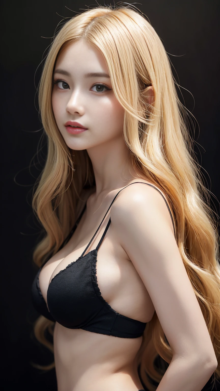 ((((blonde、Super long hair、とてもLong Hair、Fluffy Wave、Black background、blonde、Bunny girl、Look forward、Nordic)))))))、blonde、Tabletop, Highest quality, Photorealistic, In detail, High resolution, 8k wallpaper, Perfect dynamic composition, Beautiful attention to detail, Long Hair, Big ample breasts、24-years-old、(Droopy Eyes 1.4)、Adult Beauty、Japanese、Big Breasts