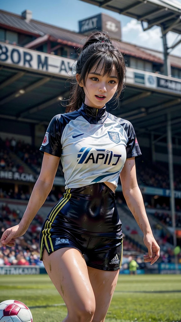 Best quality, masterpiece, super high resolution, realistic, 1 girl, shoulder, smile, sports fitness clothing