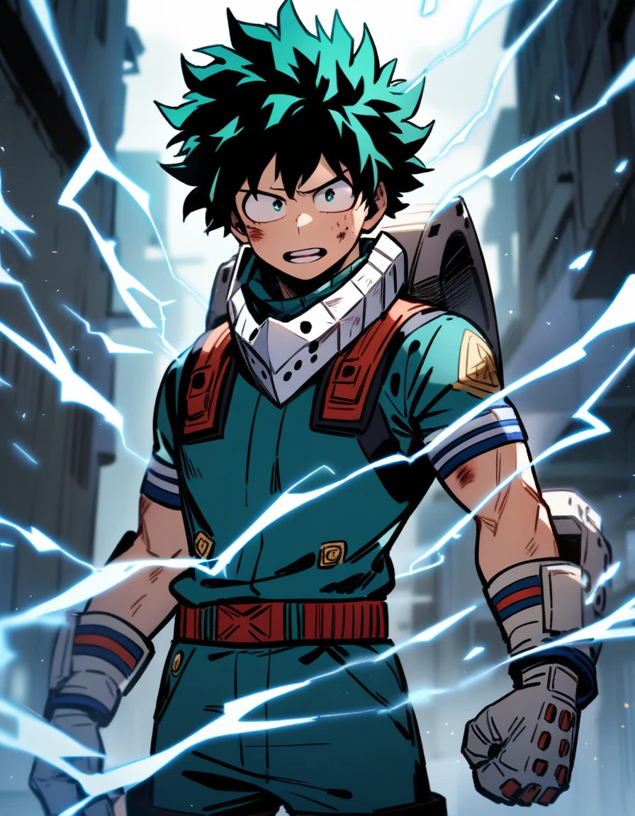 One boy, Male Focus, midoriya izuku, boku no hero academia, Injury, electricity,, masterpiece, Highest quality, so beautiful, Absurd