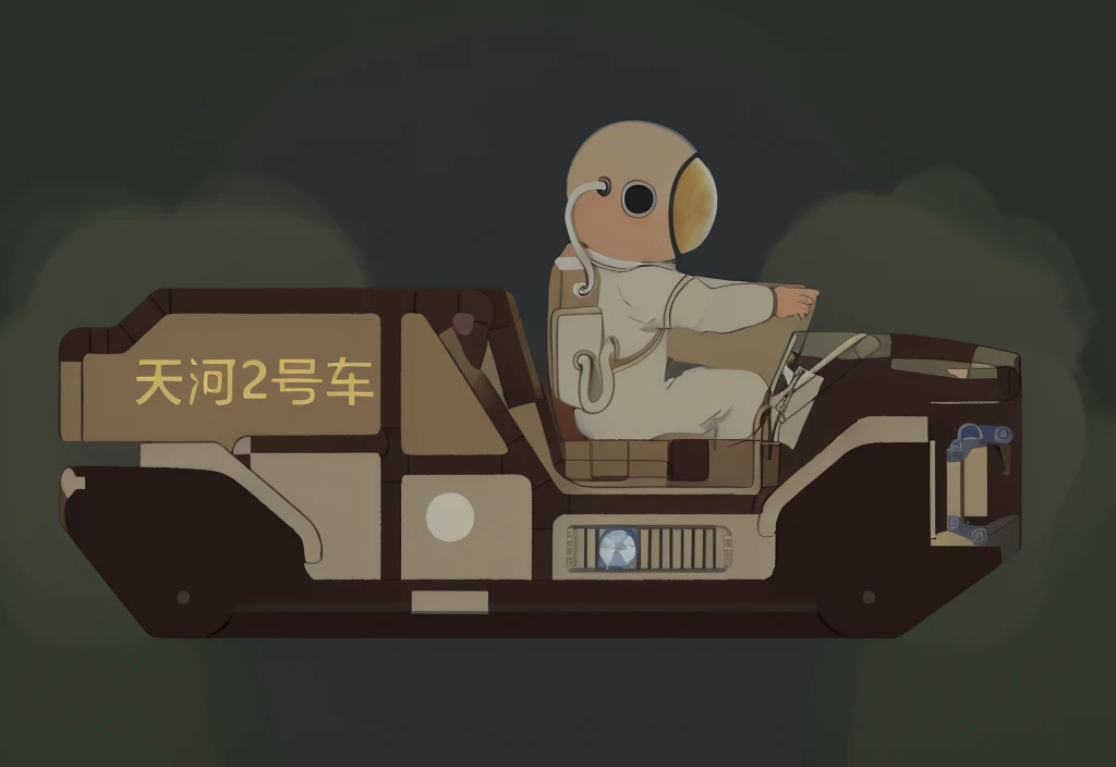 Space car,astronaut,Color patch fill,