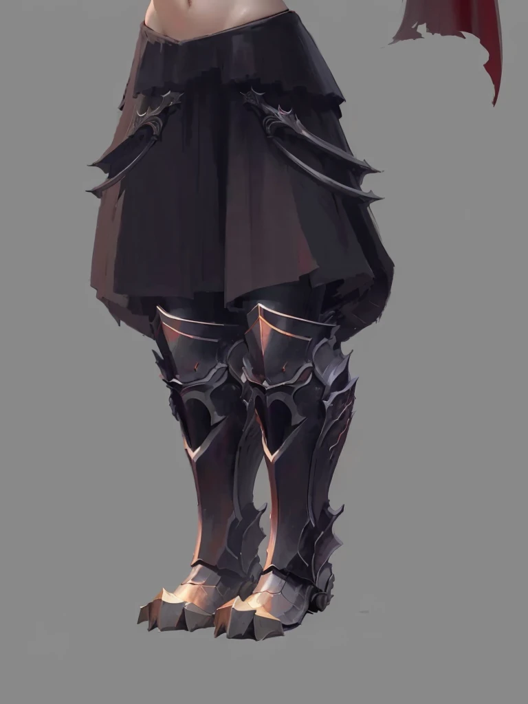 Anime character holding a sword and wearing a red cloak, Whole body concept, Full body details, detailed Whole body concept, detailed Whole body concept art, Detailed legs, Very flat shadows, Cool shadows, Whole body concept art, Sancred water style wlop, Concept art style, some curved armor, Smooth dragon legs, Dark Souls Armor Concept, Heavy shadows
