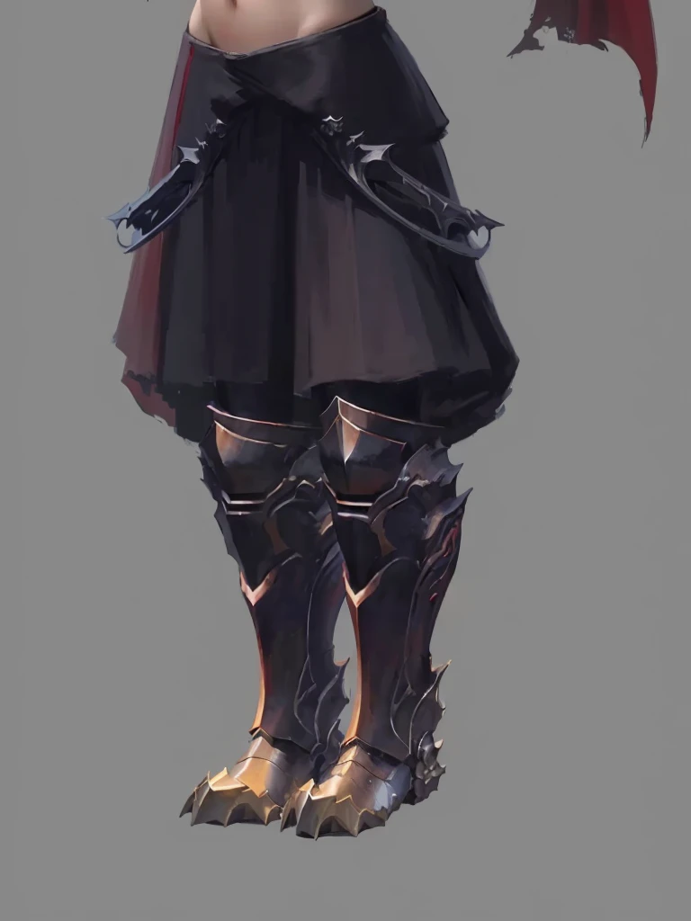 Anime character holding a sword and wearing a red cloak, Whole body concept, Full body details, detailed Whole body concept, detailed Whole body concept art, Detailed legs, Very flat shadows, Cool shadows, Whole body concept art, Sancred water style wlop, Concept art style, some curved armor, Smooth dragon legs, Dark Souls Armor Concept, Heavy shadows
