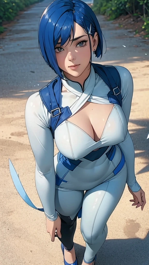 Best quality, 4k, high resolution, body stuck dress, perfect smile, gorgeous, light skin, (ichigo),blue hair, wearing bodystuck suit, stuck in body, bodyfit outfit,
1 girl, short hair (malt''s haristyle), solo, seductive look, elegance and charm, (masterpiece, best quality, high resolution), looking at the viewer, standing, (intricate and beautiful:1.2), (detailed light:1.2), (soft light, side light), (high resolution textures) , holding leash in hand(chain leash), outdoor, Burmese girl,wearing bodfit outfit(white colour) with blue line ,wearing gorgeous jewelary, wearing high heels, wearing harness over the outfit ,outdoor background, sun light, attractive, sexy, mature and hot, milf,(masterpiece:1.3), (disorganized:1.3), (highest quality:1.3),perfect anatomy,detailed face, below angle, perfect right hands,looking at viewer, (Super detailed:1.3),(best shadow:0.7), (treated hair),fine eyes, beautiful eyes, 1 middle aged woman, alone, standing, crystal earrings,closed_mouth, arm_behind_return, (Army uniform,tie), rest outdoors,
Thick thighs, thick ass, big ,arrogant face,