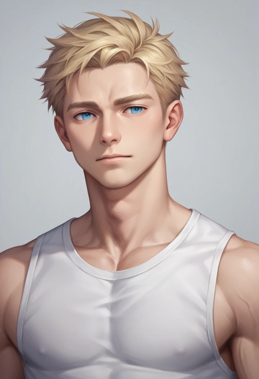 masterpiece, Highest quality, photoRealistic, One boy, alone, Male Focus, View your viewers, Upper Body, Depth of written boundary, Anime Coloring, Realistic, yours_source, Blonde, blue eyes