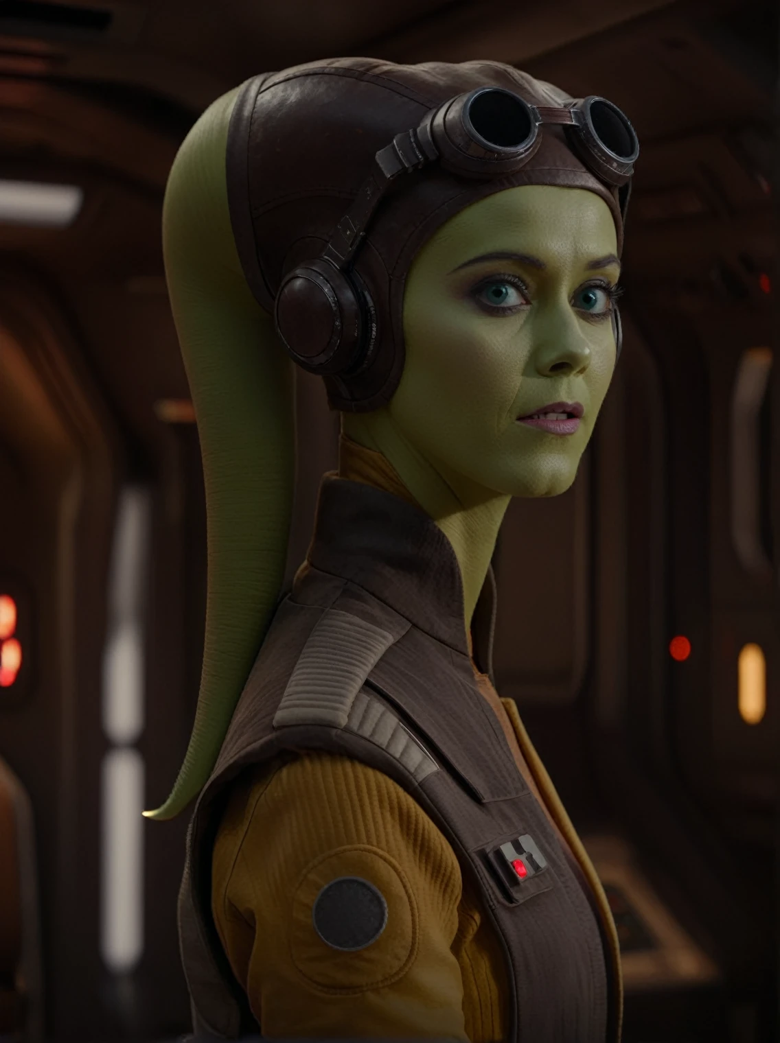 (masterpiece, best quality), Star Wars, full body cinematic shot of Hera Syndulla, inside space ship, UHD, 4k, ultra detailed, cinematic, a photograph of cinematic photo dramatic lighting, 35mm photograph, film, bokeh, professional, 4k, highly detailed, epic, beautiful lighting, inspiring,  