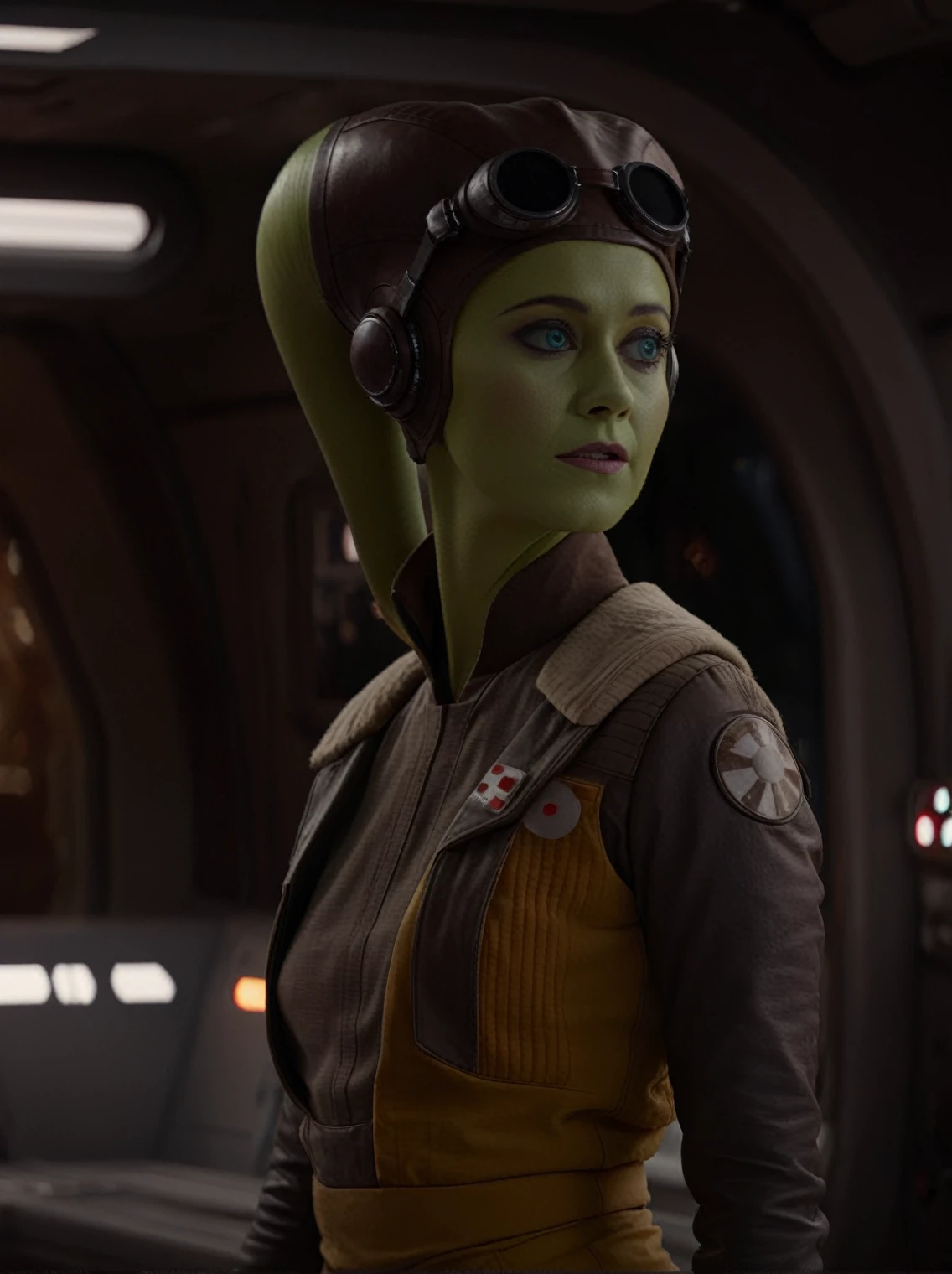 (masterpiece, best quality), Star Wars, full body cinematic shot of Hera Syndulla, inside space ship, UHD, 4k, ultra detailed, cinematic, a photograph of cinematic photo dramatic lighting, 35mm photograph, film, bokeh, professional, 4k, highly detailed, epic, beautiful lighting, inspiring,  