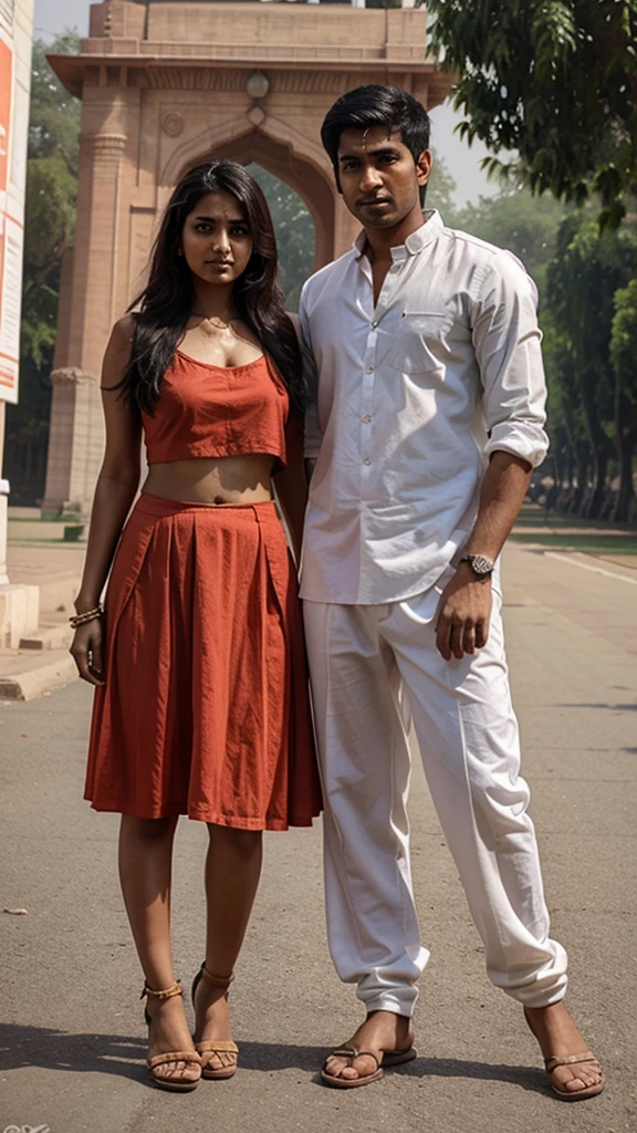 Hot Indian guy with hot indian girl standing in front of india gate