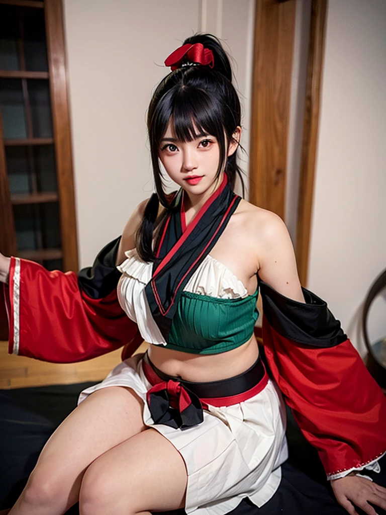 (msterpiece:1.3), (8k, RAW photo, best quality: 1.4), beautiful face, beautiful hairstyle, beautiful detailed eyes, beautiful skin, absurdres, attractive, ultra high res, highly detailed,NSFW, 1 girl in abandoned underground room, big breast,facial close up,necklace,arms behind back,evil smile,show vagina,bdsm,knife,vaginal object insertion,light long hair, ultra detailed skin,Heavy makeup, flower hairpin, naked,colorful patterned JK, dirty ground,lying on a rock,exposed pussy,stockings,Extreme vaginal dilation,bondage,dirty rock,sexy Tattoo on uterus,
