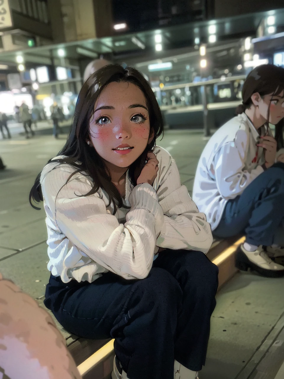 (80's, Retro), (Album cover), (masterpiece, highest quality, Intricate details), , 
girl, alone, 
City scene, City of night, Tokyo, High Fashion, 