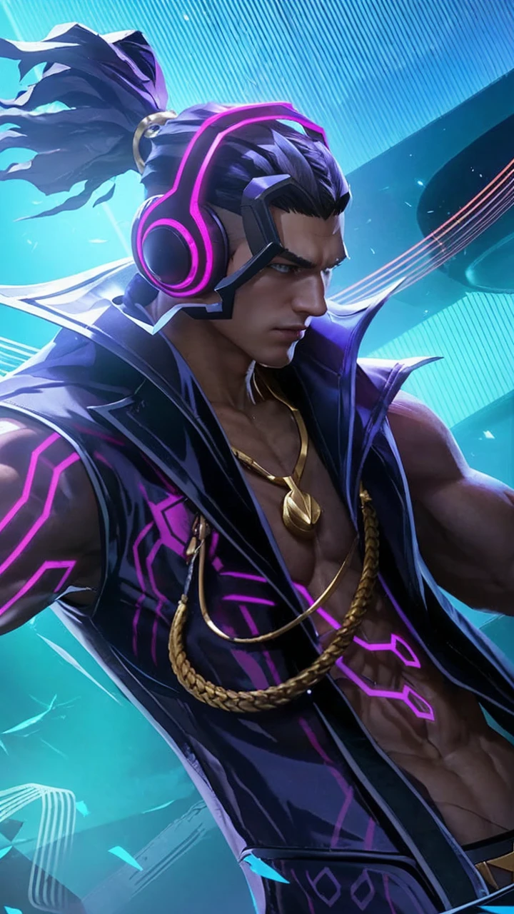 1man, Claude mobile legends game, green dragon clothes, orange hair, short hair, realistic, ultra detail, 70mm lens