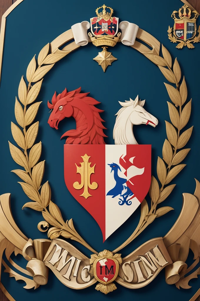 Create a coat of arms with the letters JK and M