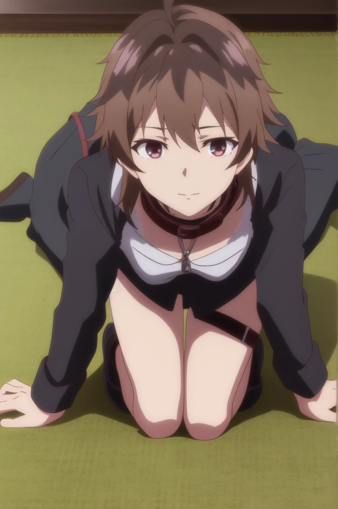 This is Zuriu, On all fours,Collar with leash , masterpiece, Absurd, anime, Screen Cap,