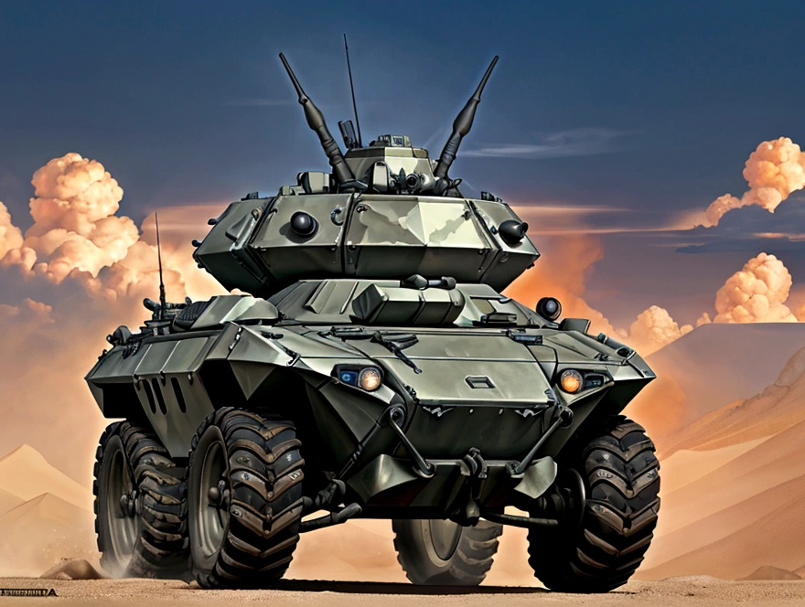Make a btr-80 but with tank wheels and futuristic style (4k hd pretty detailed) (only one btr-80)