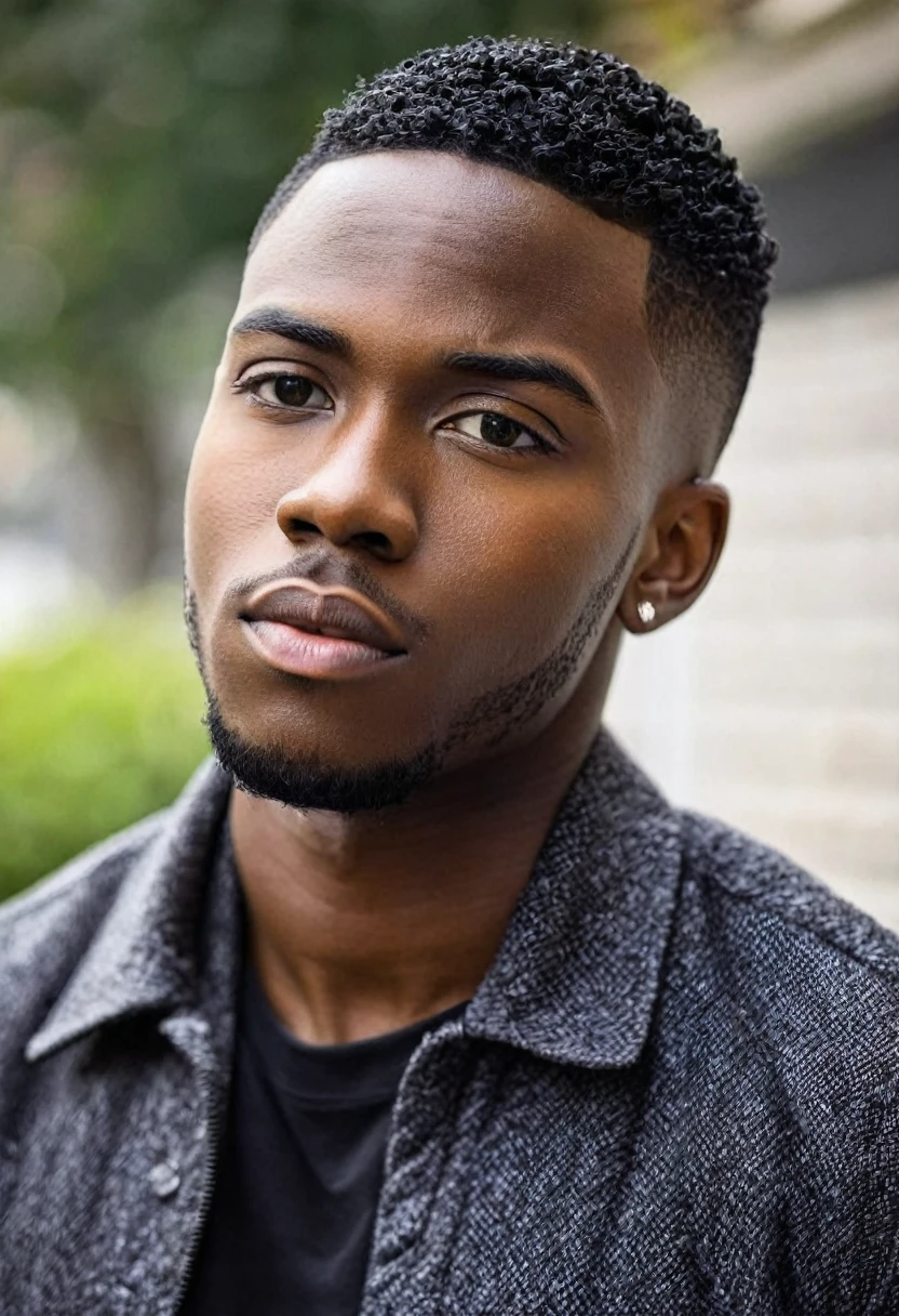 Handsome black male 25 yrs, lower fade hair cut 