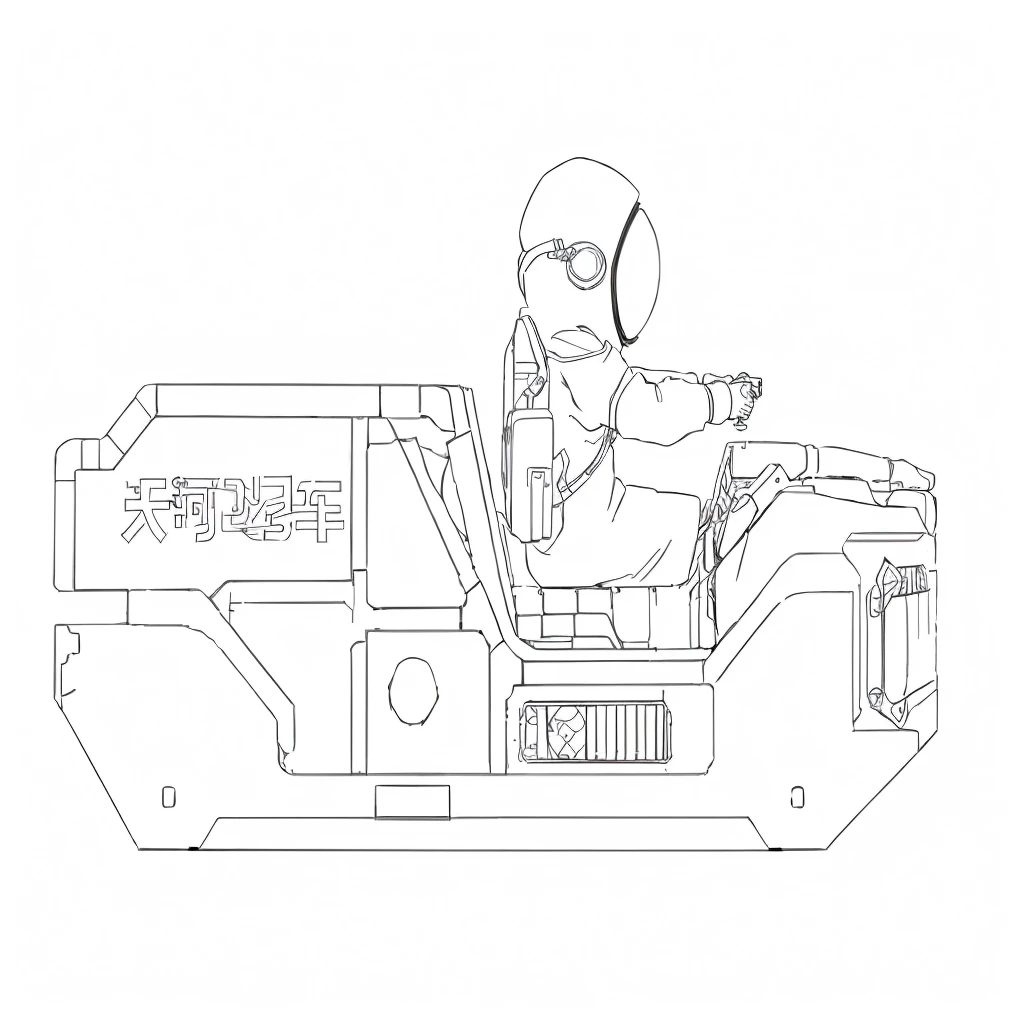 Coloring page with a man in a space suit driving a space vehicle, Heavy Line Drawing, crisp 8 k Line Art, Simple line drawing, Clean line drawing, Line Art - n 9, Similar to Akira's style, 2d game Line Art behance hd, 2 d game Line Art behance hd, Line Art behance hd, Line Art!!, Perfect line drawing