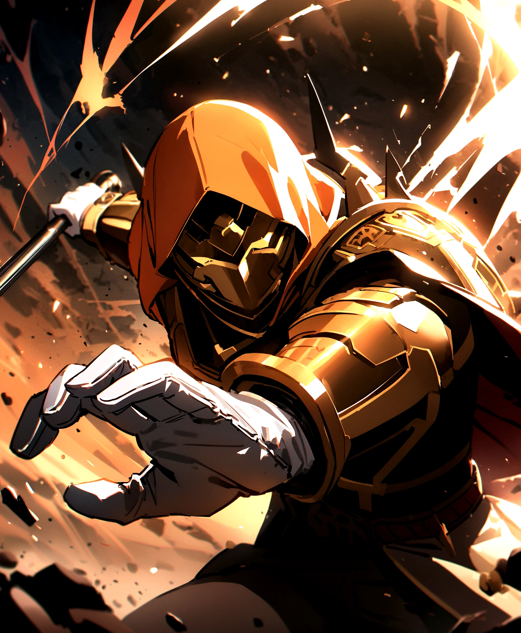 1 person、solo、Inazuma Eleven、Thunder Gate、soccer、gk、Goalkeeper、patron saint、Brown Hair、Orange Bandana、青と黄色のsoccerユニフォーム、White gloves、Deathblow、God Hand、Iron Fist of Justice G5、Demon God Great、Got Catch、