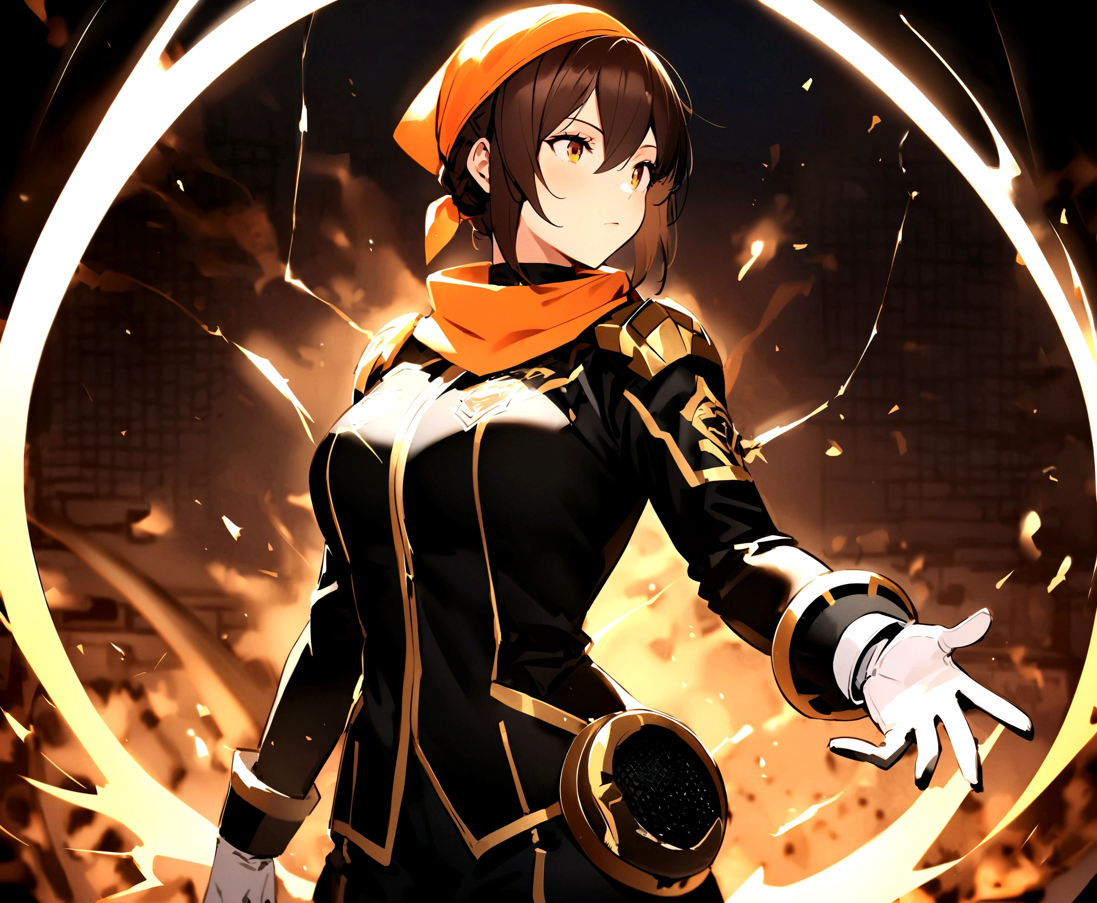 1 person、solo、Inazuma Eleven、Thunder Gate、soccer、gk、Goalkeeper、patron saint、Brown Hair、Orange Bandana、青と黄色のsoccerユニフォーム、White gloves、Deathblow、God Hand、Iron Fist of Justice G5、Demon God Great、Got Catch、