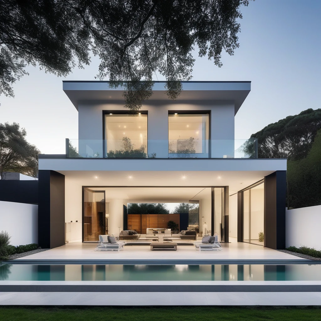 a photo of GDMEXTXL modern house exterior, photograph, photography, perfect, master quality, professional photoshoot, award winning photographer, calming symmetry, symmetrical