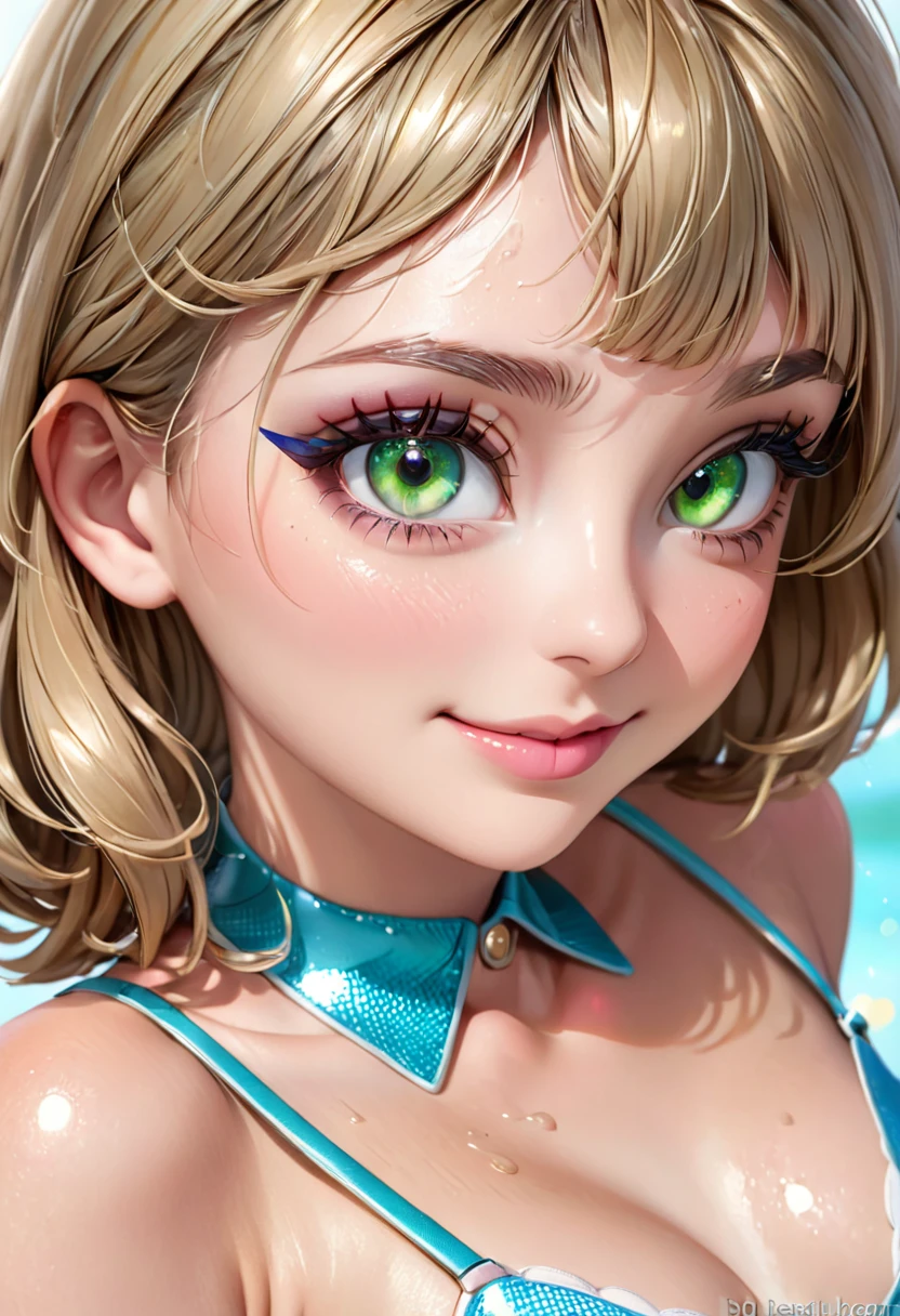 best quality,ultra detailed,highres,high-resolution,8k,masterpiece,(realistic:1.3),(photorealistic:1.3),beautiful detailed,depth,fine-textured,(super fine:1.2),perfectly focused,crisp,(vibrant colors:1.3),(depth of field),(photorealism:1.2), perfect skin detail,perfect lighting,
 ,(1 beautiful woman:1.3),beautiful detailed makeup, (beautifully detailed face:1.2), (beautiful detailed eyes:1.2), ,(bangs:1.3),(supermodel:1.3), (smile:1.3),(smile:1.3),(gravure pose:1.3),(happy:1.2),(glamorous goddes:1.4), ,(21 years old),(open forehead:1.4),(random color hear:1.3), ,(random color eyes), ,(vibrant makeup:1.2),(beautiful makeup:1.2),(perfect makeup:1.2), 
, (double eyelid:1.3),(beautiful long eyelashes),(beautiful eyeliner:1.1),(beautiful eyeshadow:1.3),(beautiful cheek makeup:1.2),(beautiful mascara:1.2),(beautiful eyebrow:1.2),(beautiful eyelashs:1.3),(bright pupils:1.4), ,(eyeshadow with Lame:1.3), ,(beautiful shining pink lipgross:1.2),(puffy lips:1.2),(glossy skin), , (bob cut:1.3),(no messy hear:1.3),(no curly hear:1.3),(no wave hear:1.3), ,(gleaming skin:1.1),(shiny skin:1.1), ,(wet skin:0.9),(glossy skin:1.3),(perfect skin details),(real skin), 
,A professional photo of the upper body, ,Professional photo, waist-high photo, (beautiful portrait), ,(cowboy shot:1.3), ,(cowboy shot:1.3),
 ,apron,,kitchen, (sleeveless:1.3),
,(oddeyed beautiful shining eyes:1.3),(heterochromia:1.4),(green left eyes:1.4),(blue right eyes:1.3),
,snake eyes,Beautiful eyes, shining eyes, super detailed, perfect eyes, glowing eyes, close-up view of eyes,