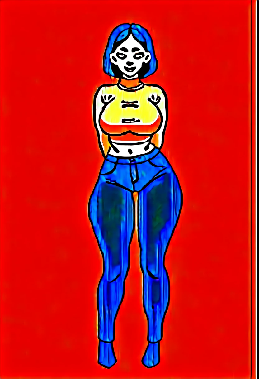 (masterpiece, best quality:1.2), Shader, front shot, 1girl, kawaii, (super big breasts, micro waist, very long legs:1.3), Black hair, short bob hair, short height, scrawny and thin body, Light Skin, cute big eyes, cute beautiful thin face, shorts, pigeon-toed, wet and sweaty, big visible ribs, V sign, Trembling