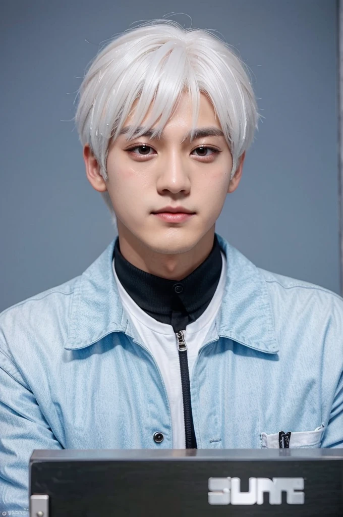 Chanhee of the boyz with white hair