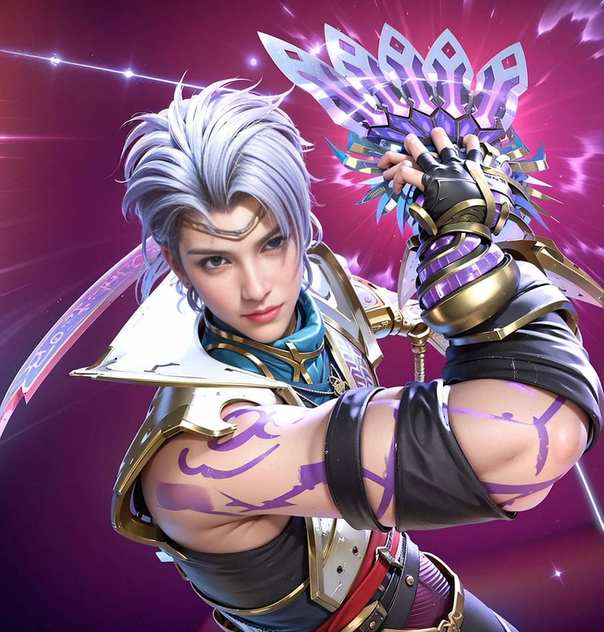 Handsome boy, best quality, photo, 4k,looking at viewer,full body,wear platinum armor,