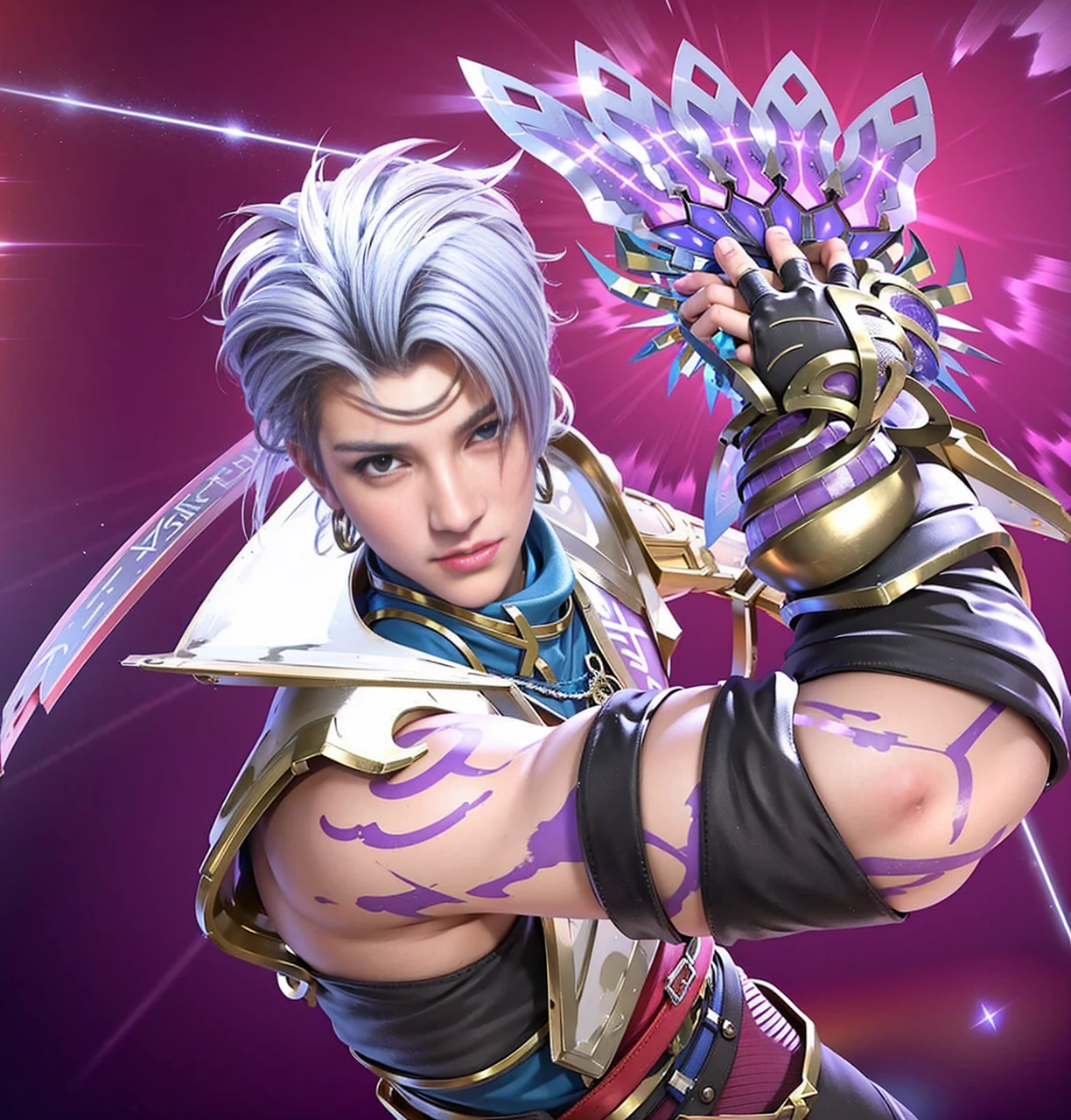 Handsome boy, best quality, photo, 4k,looking at viewer,full body,wear platinum armor,