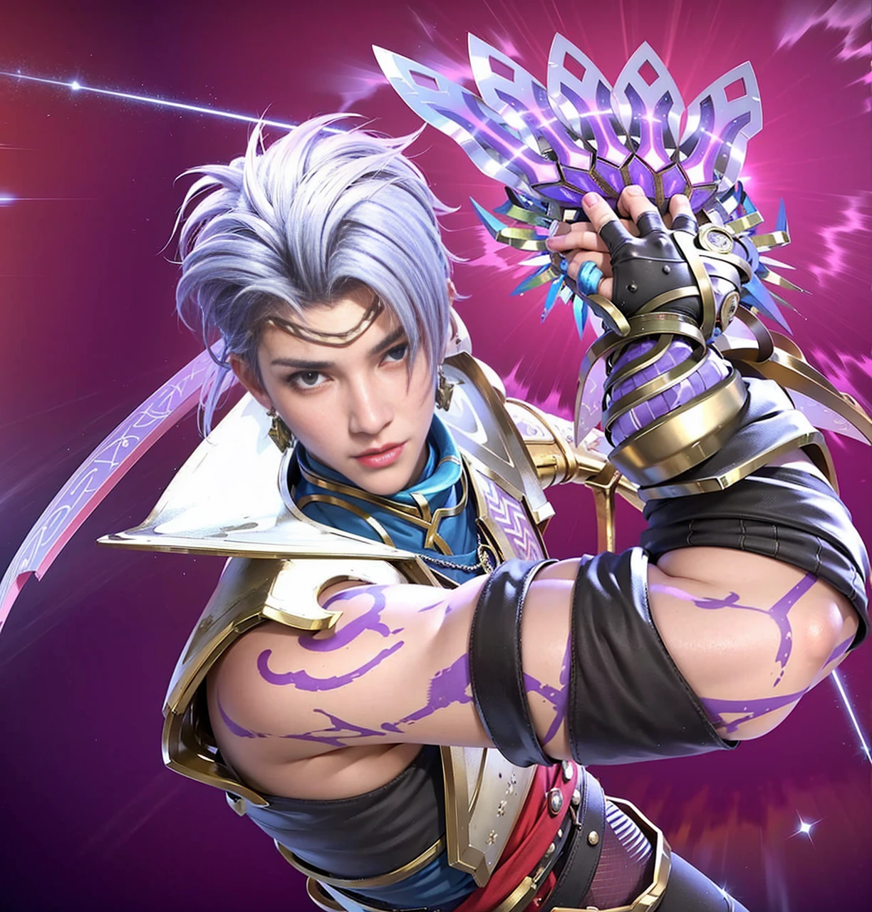 Handsome boy, best quality, photo, 4k,looking at viewer,full body,wear platinum armor,
