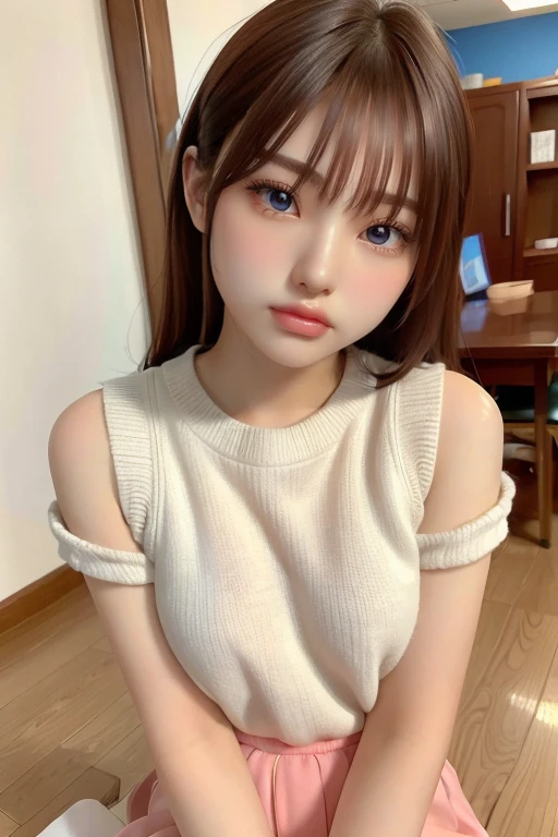 Table Top, Highest quality, 8K, 15-year-old student, , RAW Photos, Absurd, Award-winning portrait, smile, smile, alone, night, neon, Idol's face, Violet, Gardenias, Delicate girl, Upper Body, Digital SLR, View your viewers, Frank, Sophisticated, Zola々right, Thin arms, Professional Lighting, Film Grain, chromatic aberration, (Eye and facial details:1.0), (Bokeh:1.1) information