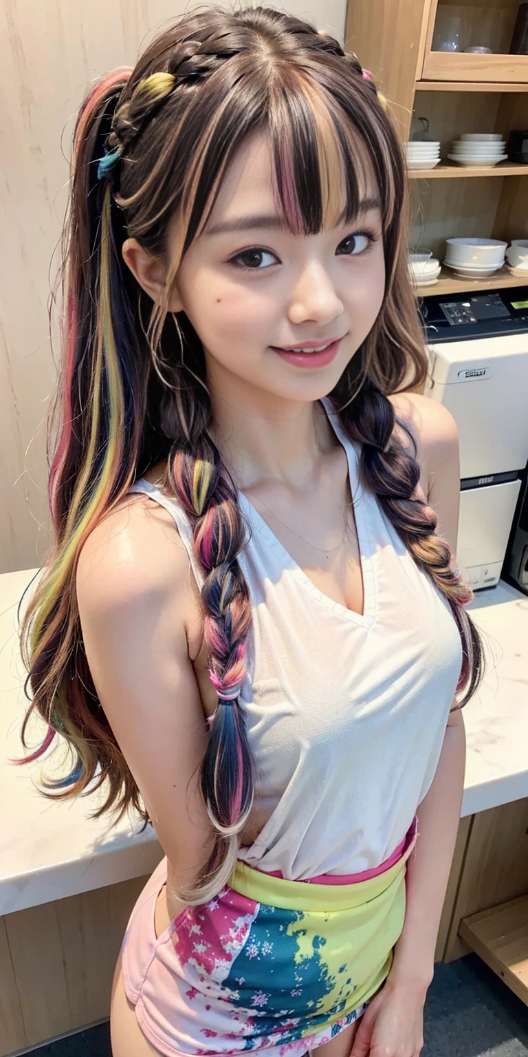 
12 year old girl、
Day本アイドル、

Cute Smile、
Lewd smile、　
Panting face、Pant voice、
Fluid organization:1.6), One beautiful girl with really wild hair, (Colorful wavy hair:1.2),( Two long braids:1.2), (Long wild hair:1.2), (Multicolored Hair: 1.9),Cute smile
Bakery Sales Staff、

Angle from directly below、
Low - Angle、スーパーLow - Angle、
apron、
blouse(See-through)、
はだけるblouse、
My shirt is open、
Open shirt、
hot pants、
ピンク色のhot pants、I can see a little underwear、Thighs、Butt、Beautiful buttocks、
I'm cleaning、
I'm wiping the floor.、Wipe the floor with a rag、
Bend over to clean、




clear、serious
Bakery Cafe、bread
Bakery clerk、Day本アイドル、

(masterpiece), (Highest quality:1.4), Absurd, [:Intricate details:0.2],  (View your viewers:1.2), Day,  reflection、
Reddish hair，Golden Student，enjoy，Moist，肉感Thighs，Slim figure，Moist, Glowing pink skin，transparent，Mature Woman，Affectionate expressions，情熱的に取り組んでいます

Day本アイドル