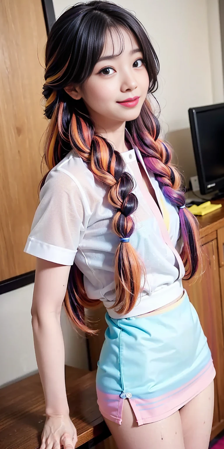 
12 year old girl、
Day本アイドル、

Cute Smile、
Lewd smile、　
Panting face、Pant voice、
Fluid organization:1.6), One beautiful girl with really wild hair, (Colorful wavy hair:1.2),( Two long braids:1.2), (Long wild hair:1.2), (Multicolored Hair: 1.9),Cute smile
Bakery Sales Staff、

Angle from directly below、
Low - Angle、スーパーLow - Angle、
apron、
blouse(See-through)、
はだけるblouse、
My shirt is open、
Open shirt、
hot pants、
ピンク色のhot pants、I can see a little underwear、Thighs、Butt、Beautiful buttocks、
I'm cleaning、
I'm wiping the floor.、Wipe the floor with a rag、
Bend over to clean、




clear、serious
Bakery Cafe、bread
Bakery clerk、Day本アイドル、

(masterpiece), (Highest quality:1.4), Absurd, [:Intricate details:0.2],  (View your viewers:1.2), Day,  reflection、
Reddish hair，Golden Student，enjoy，Moist，肉感Thighs，Slim figure，Moist, Glowing pink skin，transparent，Mature Woman，Affectionate expressions，情熱的に取り組んでいます

Day本アイドル