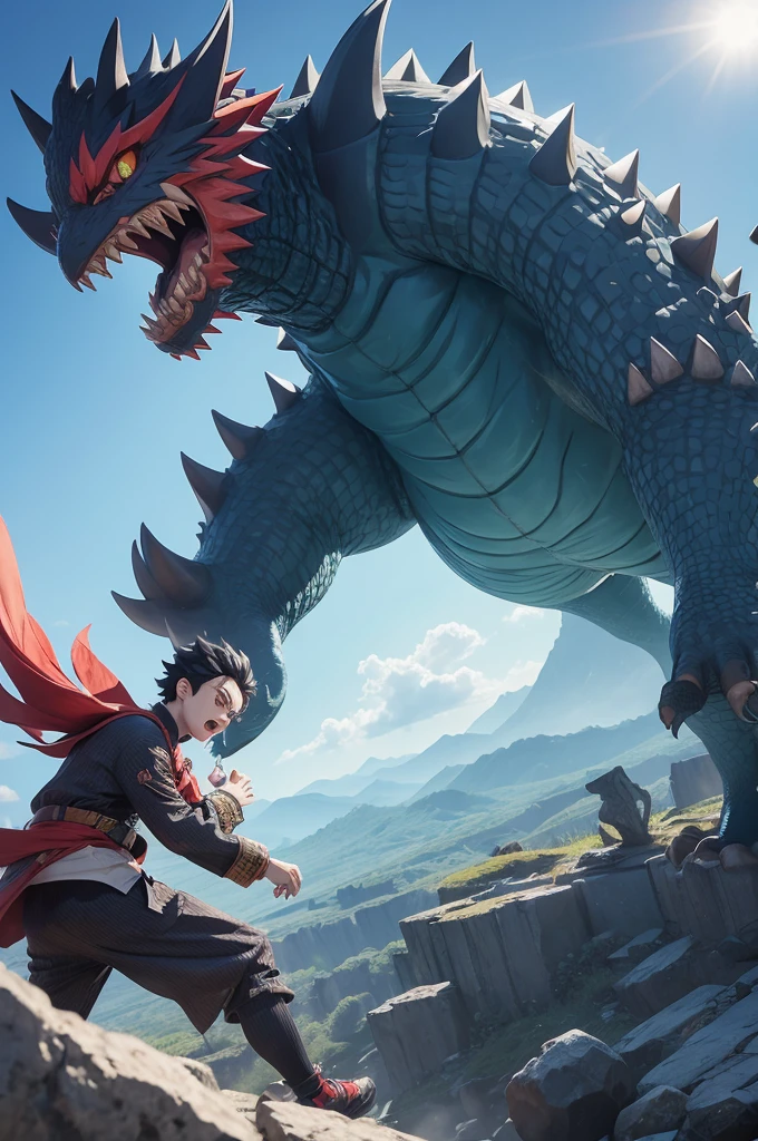 Do a hashira with the kaiju breath in the style of kimetsu no yaiba