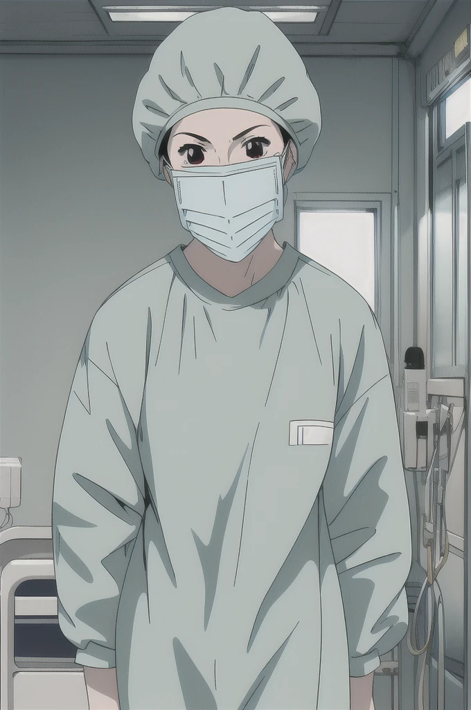 (RAW photo, best quality), 1girl,  natural lighting, solo, upper body,   hospital,
 ray kasugano, labcoat, (give a score of 9_give a score of 8_give a score of 7)
masterpiece, highest quality, long sleeve surgical gown, surgical cap, surgical mask, surgical gloves, 