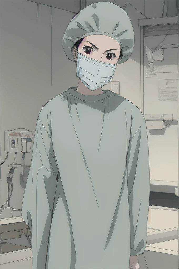 (RAW photo, best quality), 1girl,  natural lighting, solo, upper body,   hospital,
 ray kasugano, labcoat, (give a score of 9_give a score of 8_give a score of 7)
masterpiece, highest quality, long sleeve surgical gown, surgical cap, surgical mask, surgical gloves, 