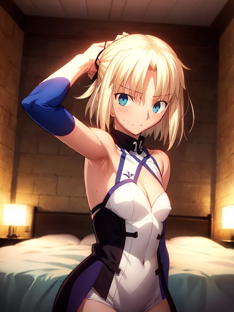 Best Quality, High resolution, distinct image, 8K,masuter piece、artoria、Beautiful and big breasts、Provocative micro bikini、overknee socks、sneakers、NSFW,ssmile、Cam Drink、Downtown at night、suggestive pose