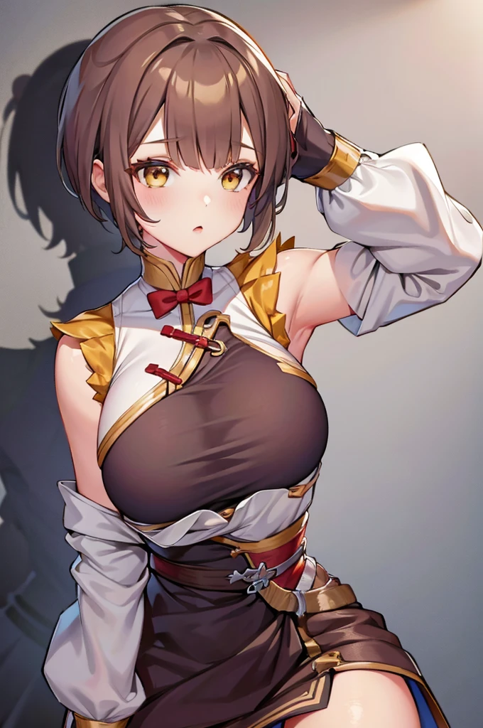 Brown hair,short hair,bigbreast,mini skirt,wanwan_at