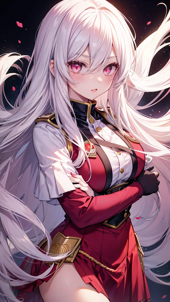 Boku no hero manga panel: girl with long white hair and pink eyes wearing red lipstick dressed as love heroine manipulated love energy in hero pose.