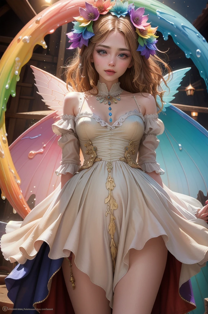 fine art masterclass splash spray opaline rainbow drip Prisma Sakuraoil color,ethereal ghostly fairy celestial steampunk, hdr, ultra-high details, centered, bokeh, lens flare, hazy twilight, bloom, light bloom, cinematic lighting, dynamic high range, depth of field, full pose