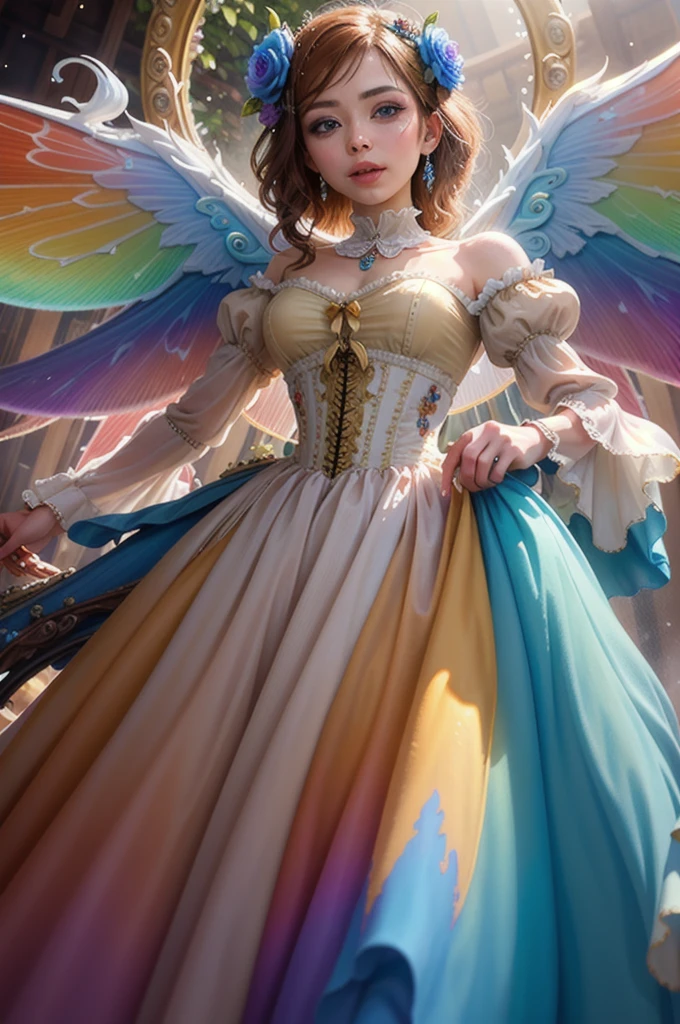 fine art masterclass splash spray opaline rainbow drip Prisma Sakuraoil color,ethereal ghostly fairy celestial steampunk, hdr, ultra-high details, centered, bokeh, lens flare, hazy twilight, bloom, light bloom, cinematic lighting, dynamic high range, depth of field, full pose