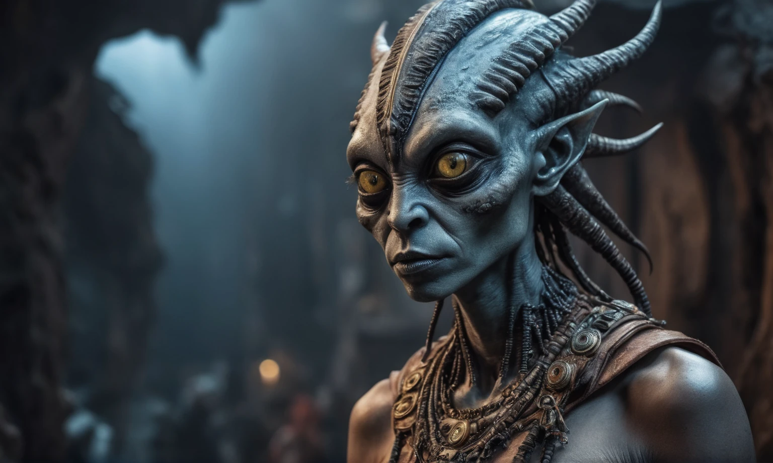 full body length shot,nerd graphite  Alien Entity,native africa slave ,nowadays azctec central city,Cinematic,soft colors, Technicolor,natural skin textures, hyper realism, hyper detailed,Extremely detailed,High contrast,Masterpiece,Realistic,Ultra Detailed, intricate details,realistic humid leather,extremely intricate details,Epic Realistic, cinematic style, irina yermolova,high contrast,hdr,extremely detailed, [deep night landscape],masterpiece, intricate details, eyes extremely detailed, high detailed eyes,8k resolution,retina, Nikon Z9,Korea,orc,Egypt, Pisces, transition between two art styles, Double contact, X-ray, Creative, vivid light, fantasy, Abstract, Surrealism, super detailed, high resolution,insanity national folk wear,skin  almost translucent, gothic elements, further emphasizing its dark air,Mestichino,Light particles,chaos,starfish's leather
